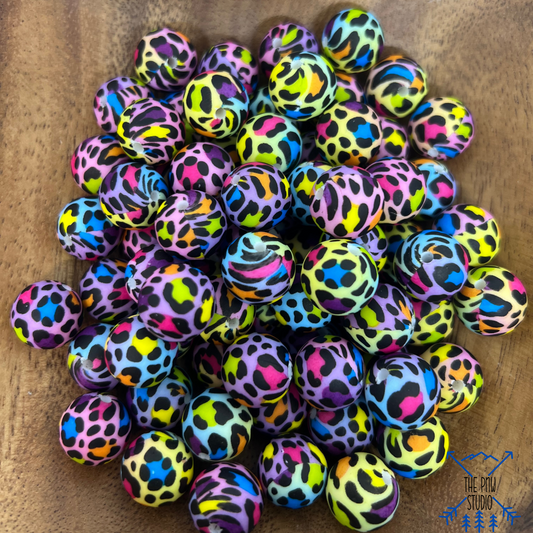 15mm Colorful leopard bead