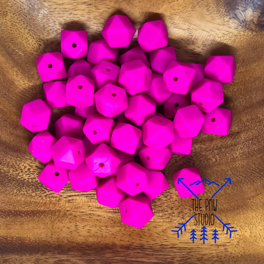 Hot Pink Hexagon 14mm