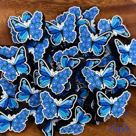 Blue floral butterfly focal