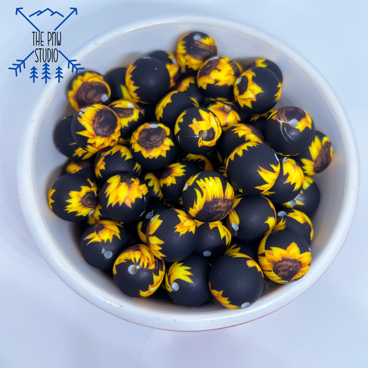 15mm Sunflower printed bead