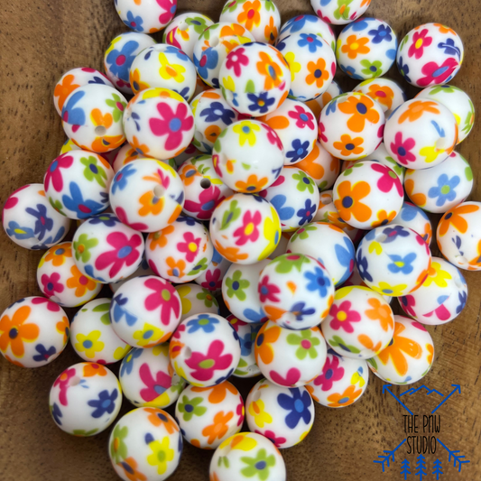 15mm flower printed bead