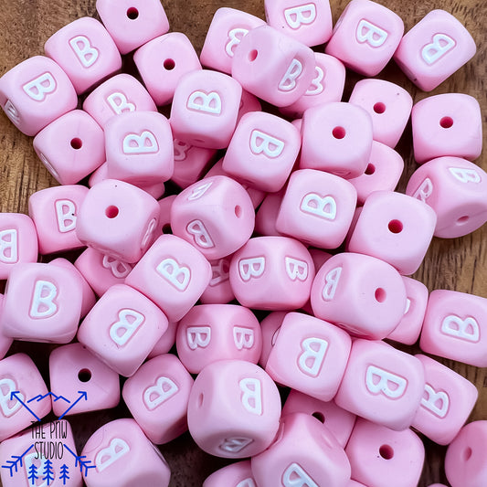 Powder pink letter beads- BOO