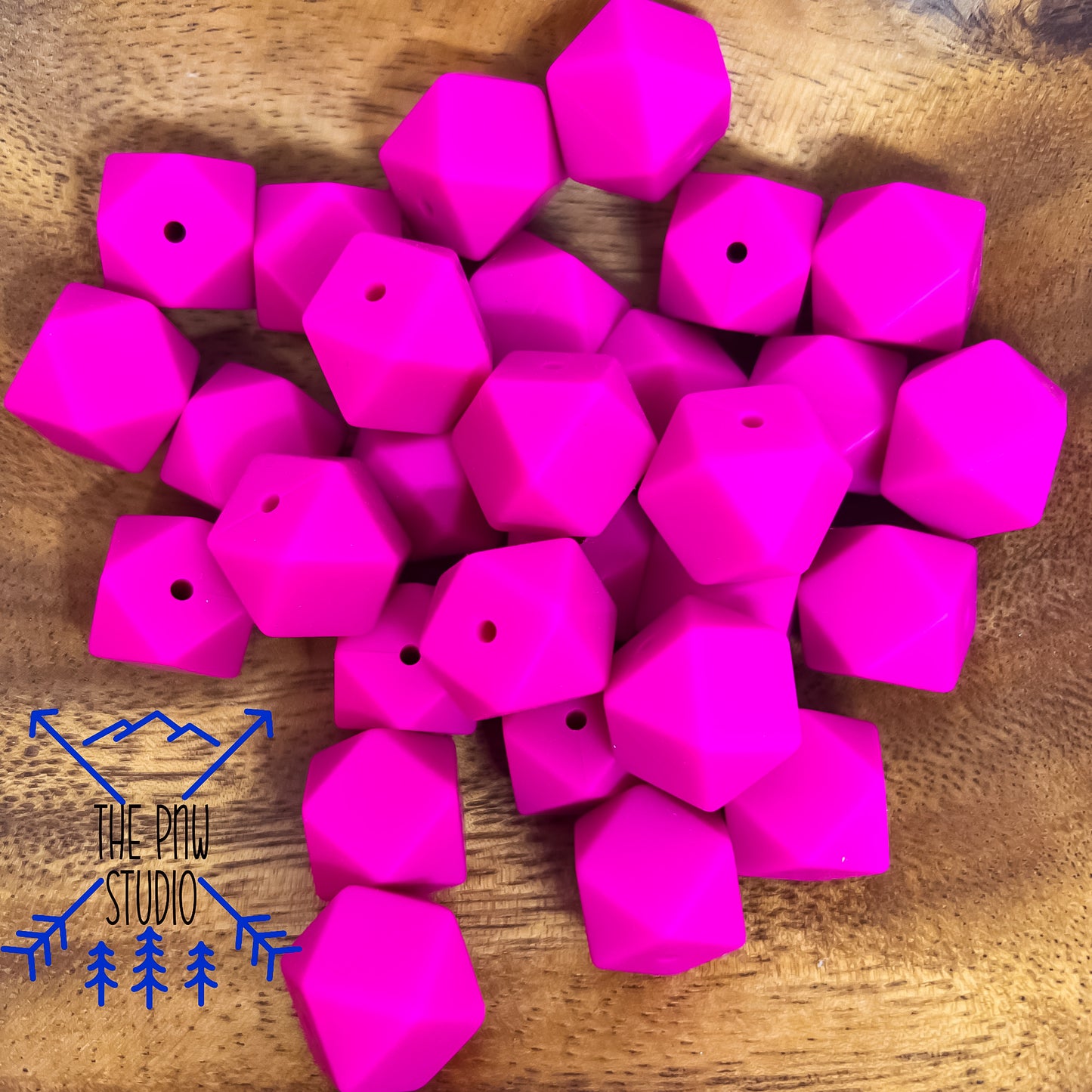 Hot Pink Hexagon 17mm