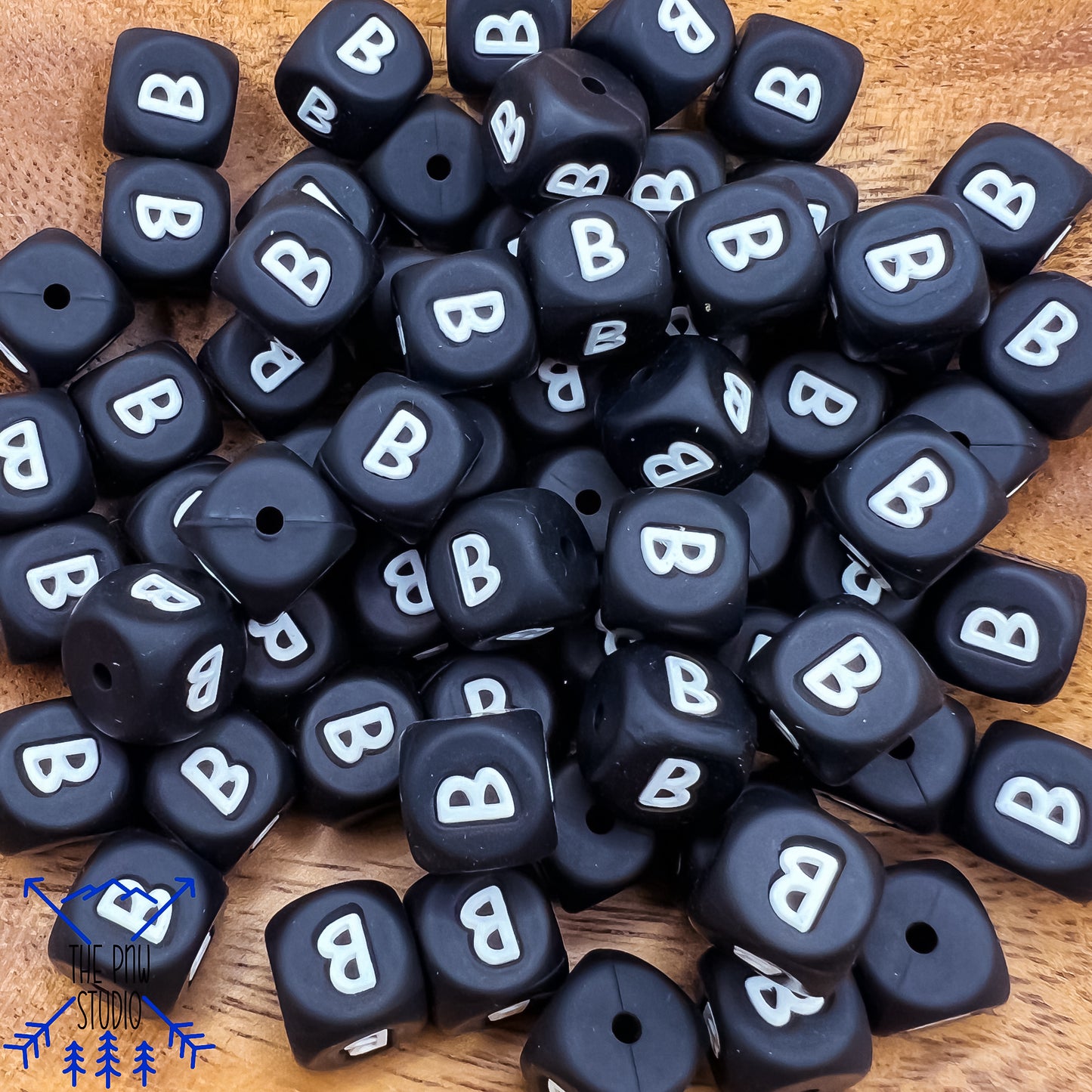 Black letter beads- BOO