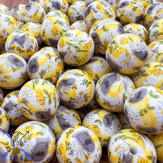 15mm RIP flower print bead