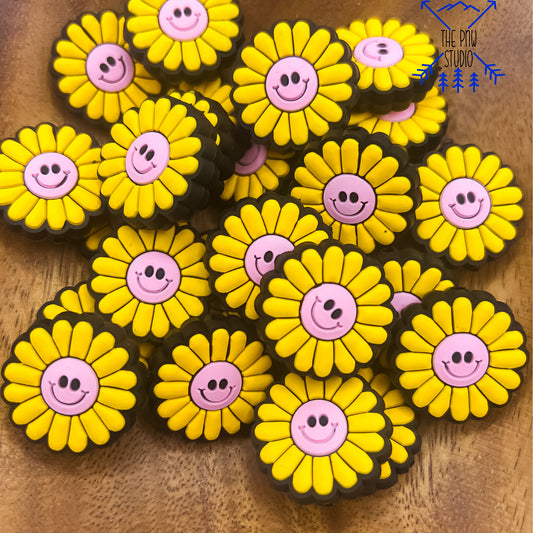 Yellow smile face sunflower focal