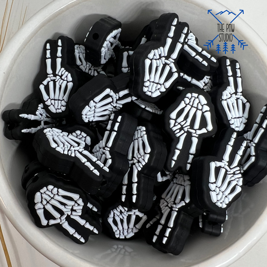 Skeleton hand peace sign focal bead