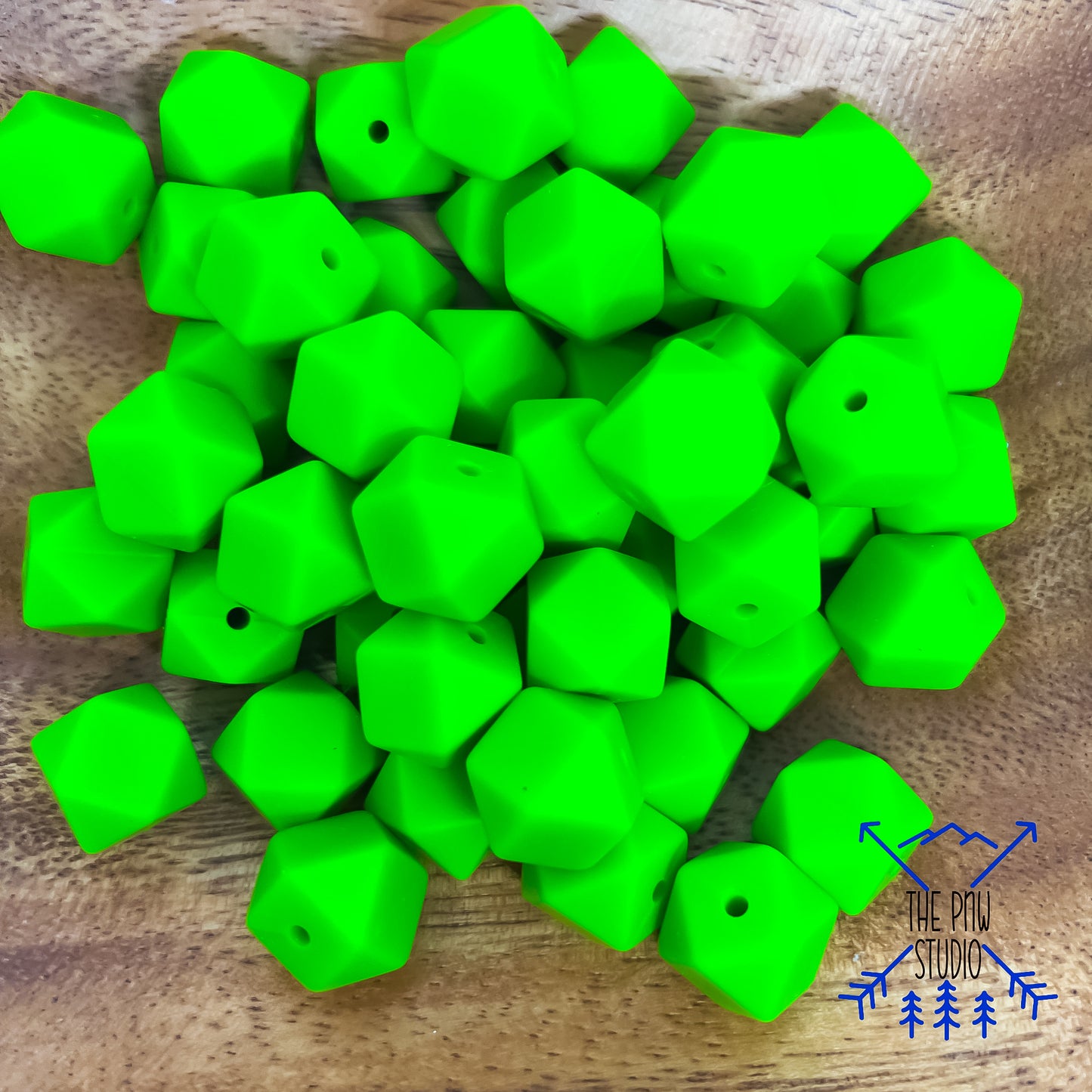 Lime Green Hexagon 14mm