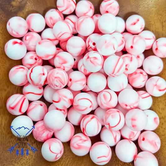 Pink marble bead 15mm