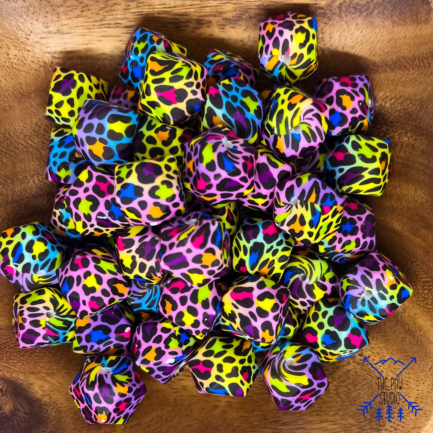 17mm Colorful leopard Hexagon