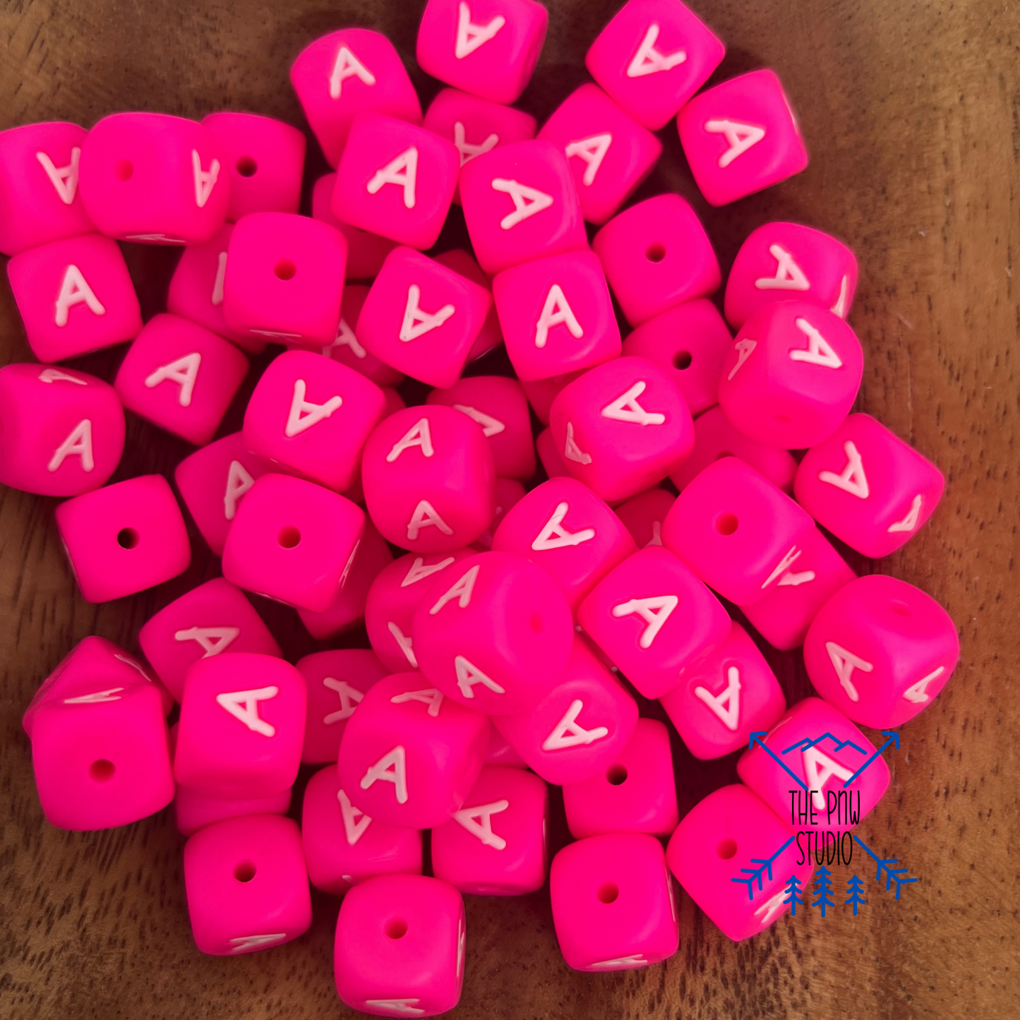 Shocking pink letter beads- MAMA