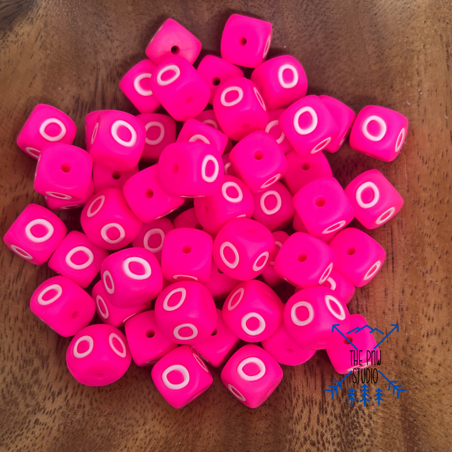 Shocking pink letter beads- XOXO