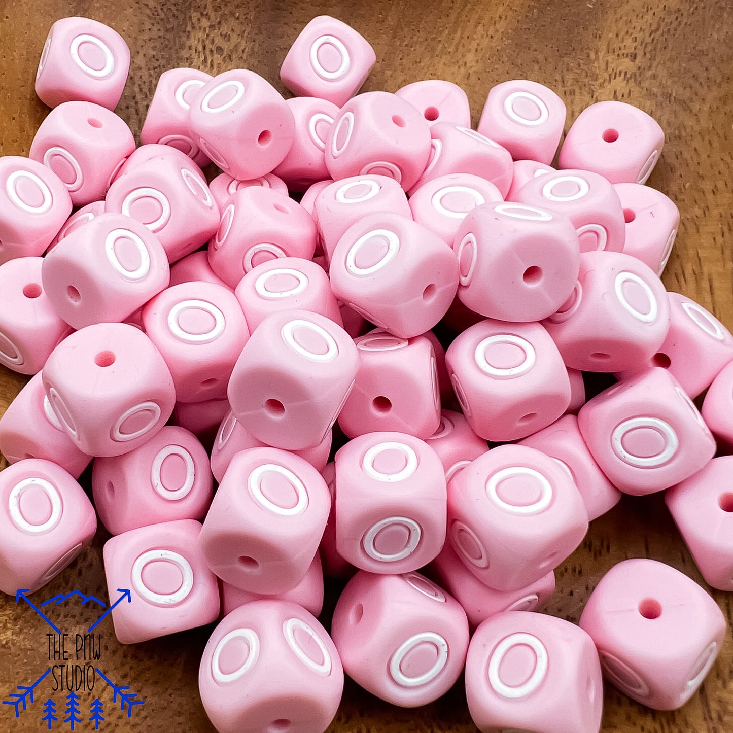 Powder pink letter beads- BOO