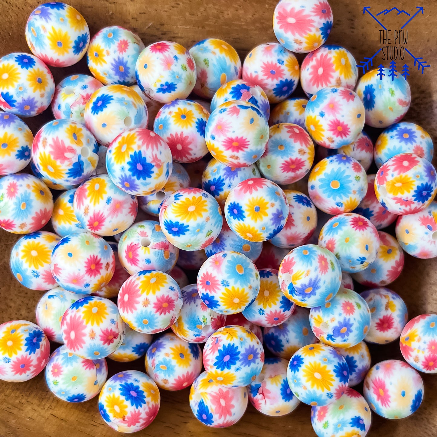 15mm colorful daisies bead