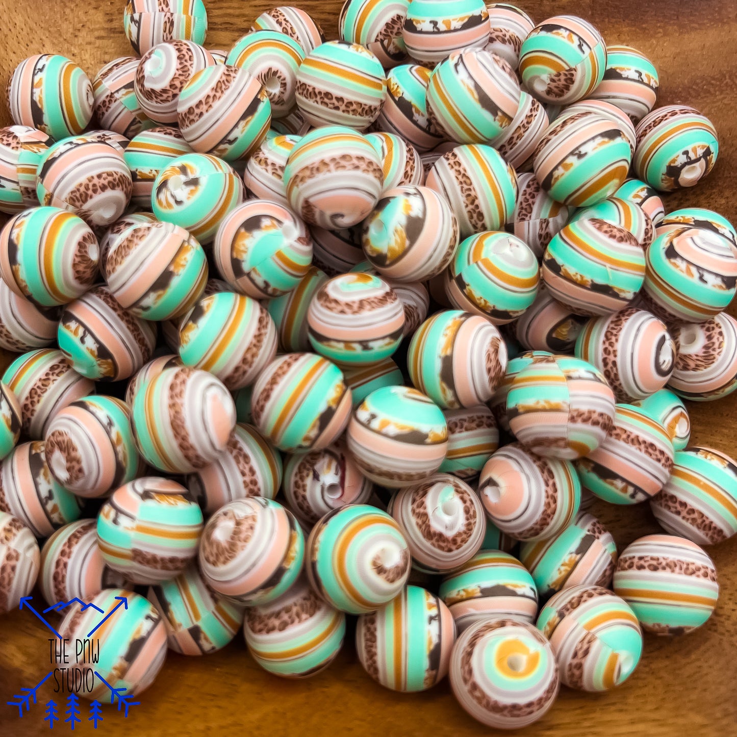 15mm striped print bead