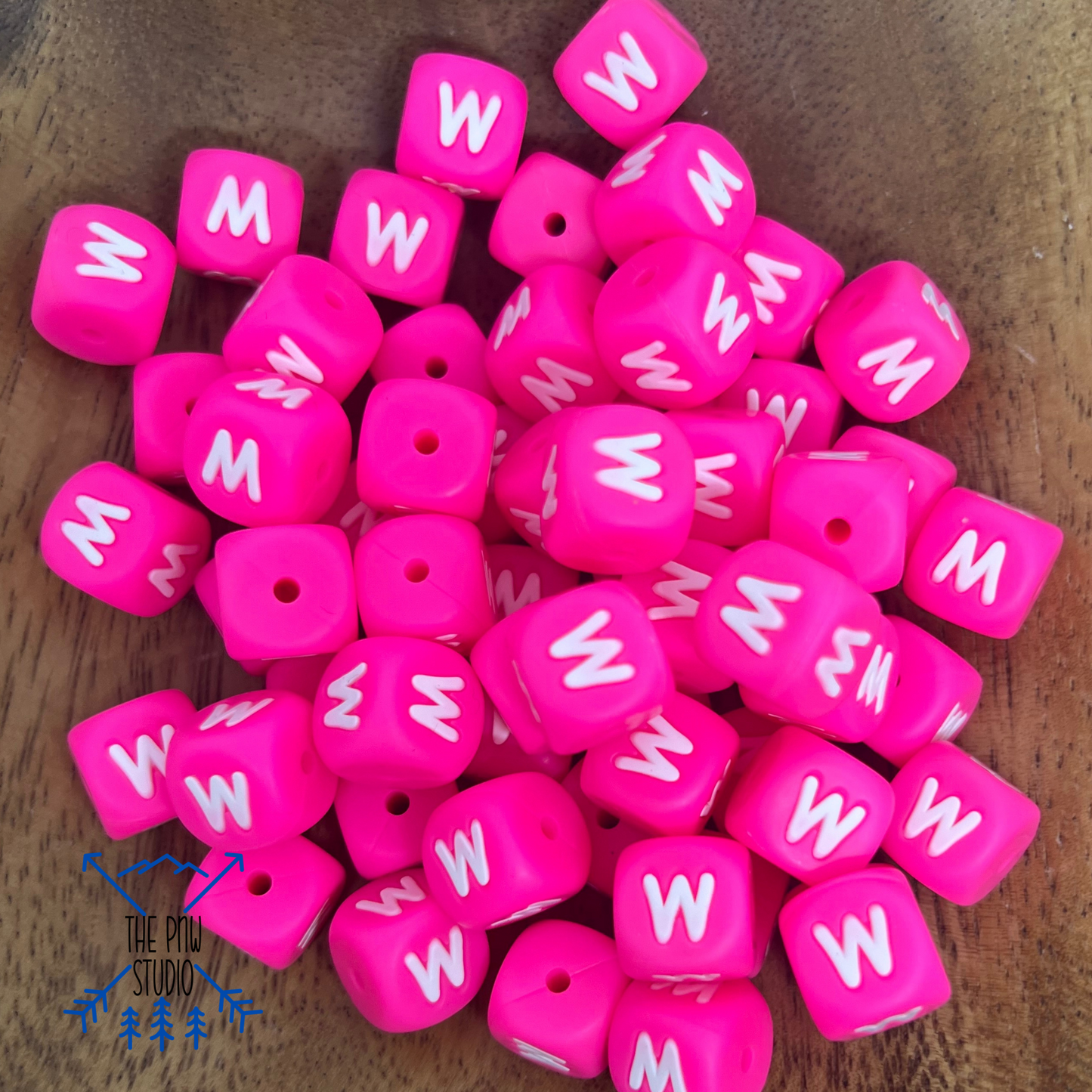 Shocking pink letter beads- MAMA